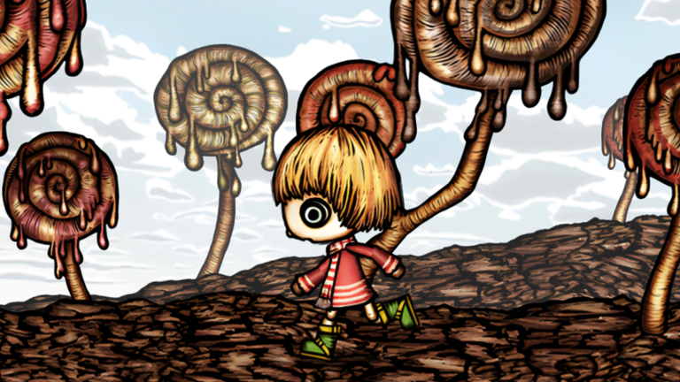 Official Hanamushi Doll Adventure artwork showing the doll in the twins house interior